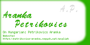 aranka petrikovics business card